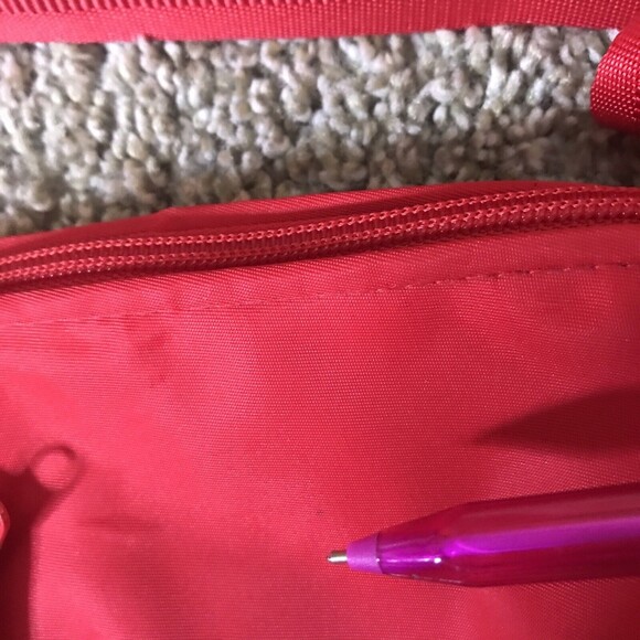 Vintage 1980s Liz Claiborne Purse Nylon Red Bag Crossbody Mid to Large FLAWS - Picture 4 of 12